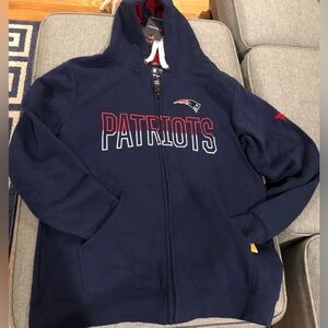 NFL Fanatics New England Patriots Jacket Navy Blue Full Zip Up Hoodie Size M